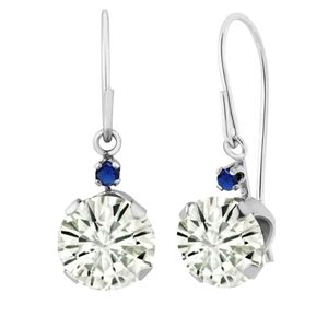 CERTIFIED 14K White Gold 1.64ct Diamond Sapphire Earrings Anniversary Gift